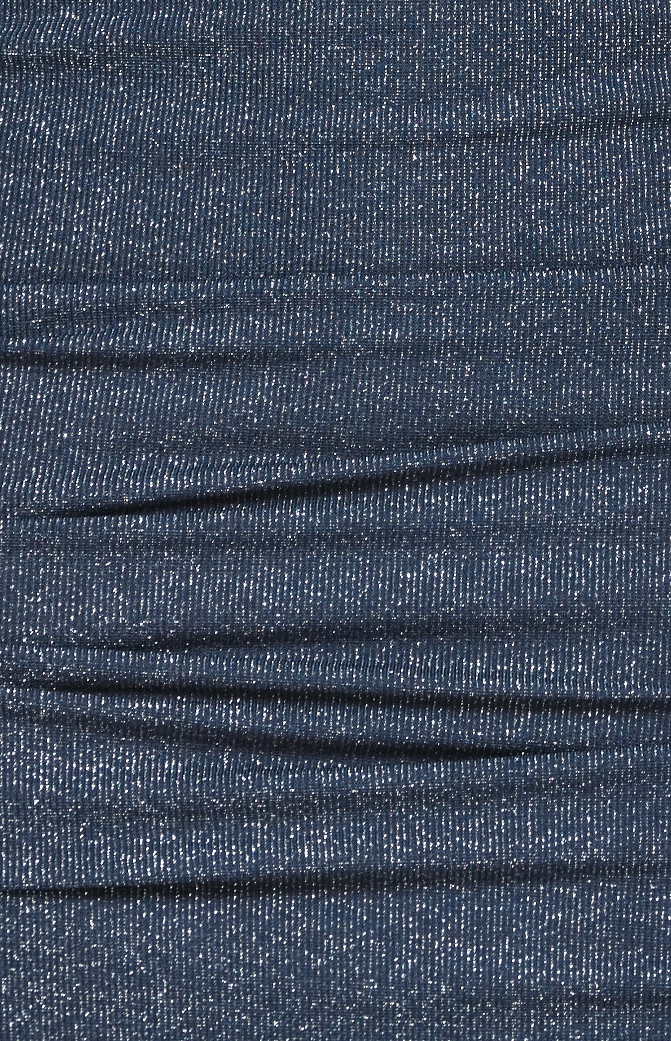 Denise Lurex Twist Midi Ruche Dress in Navy